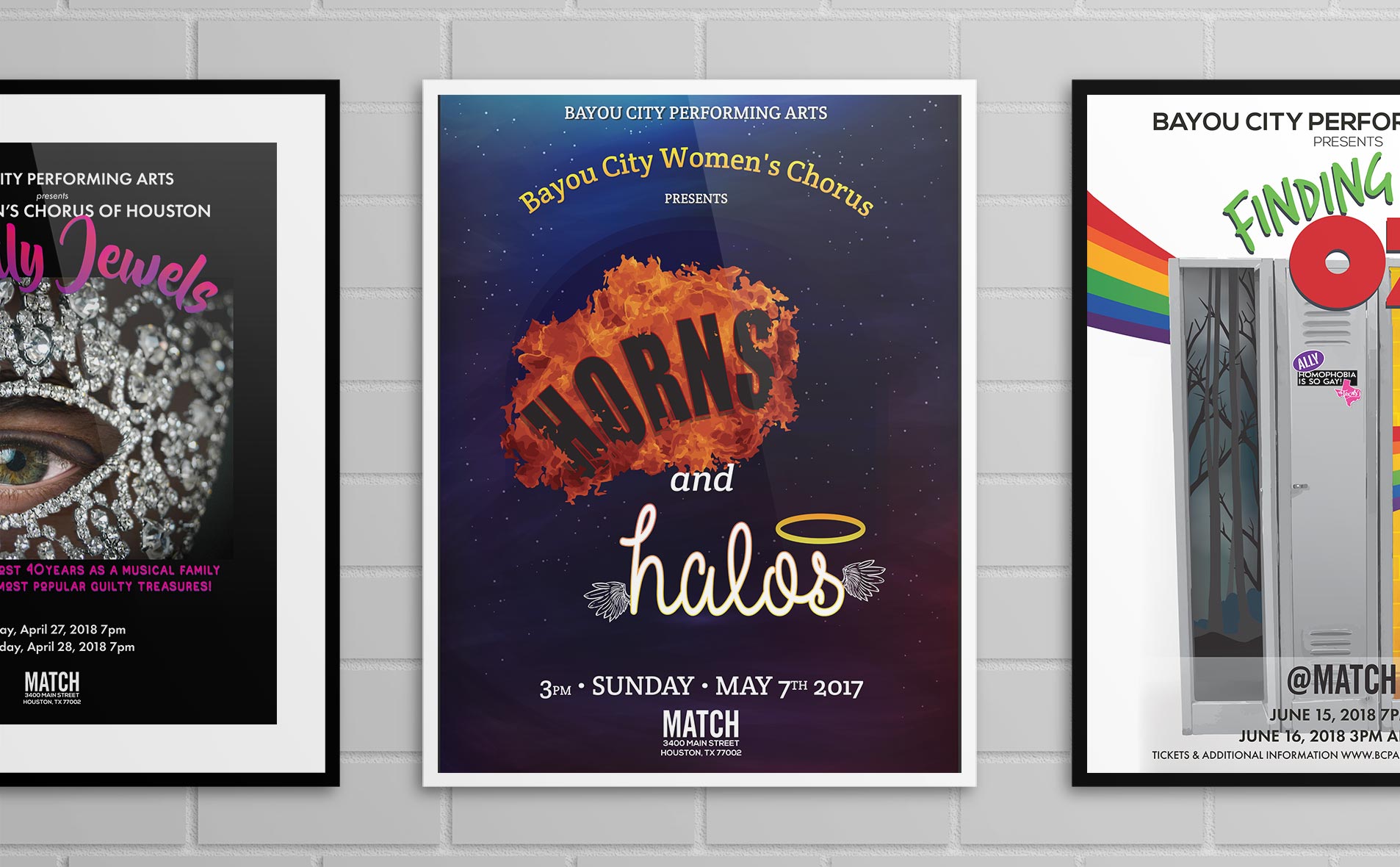 A collection of lobby posters advertising the BCPA chorus performances